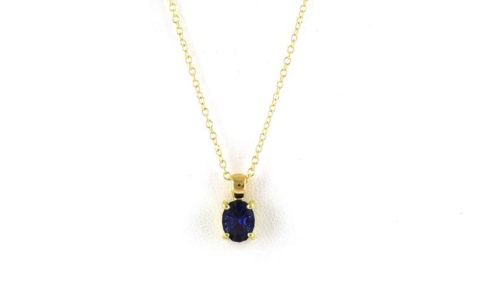 content/products/Solitaire Oval Fantasy-cut Huckleberry Sapphire Necklace in Yellow Gold (0.89cts TWT)