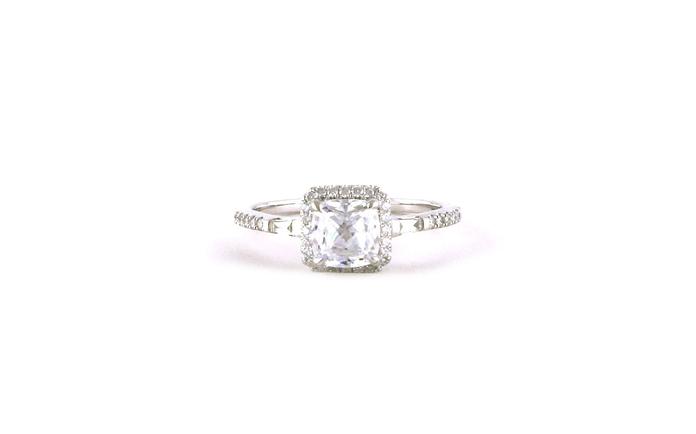 content/products/Halo-style Cushion-cut Engagement Ring Mounting with Baguette-cut Side-stones in White Gold (0.20cts TWT)