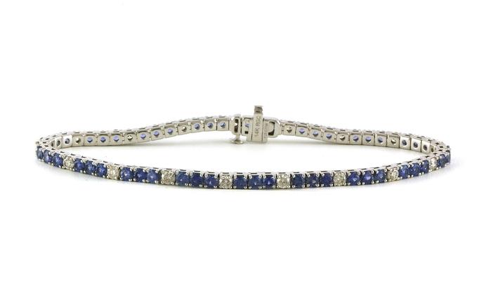 content/products/Alternating Three Montana Yogo Sapphires and One Diamond Tennis Bracelet in White Gold (7.00cts TWT)