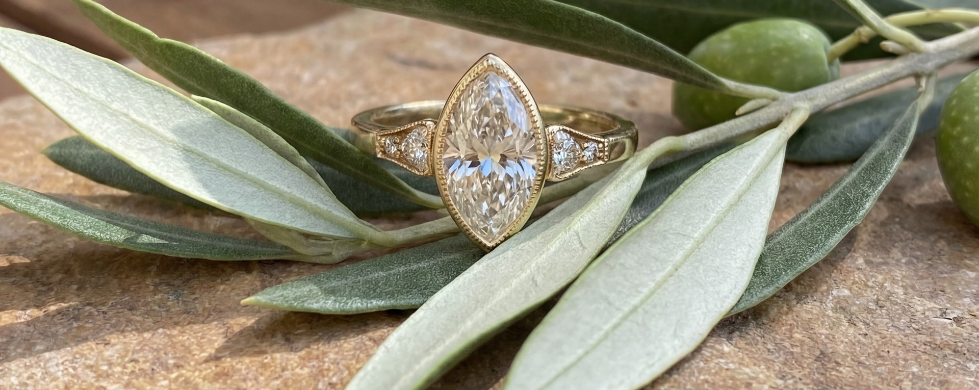 marquise bezel engagement ring