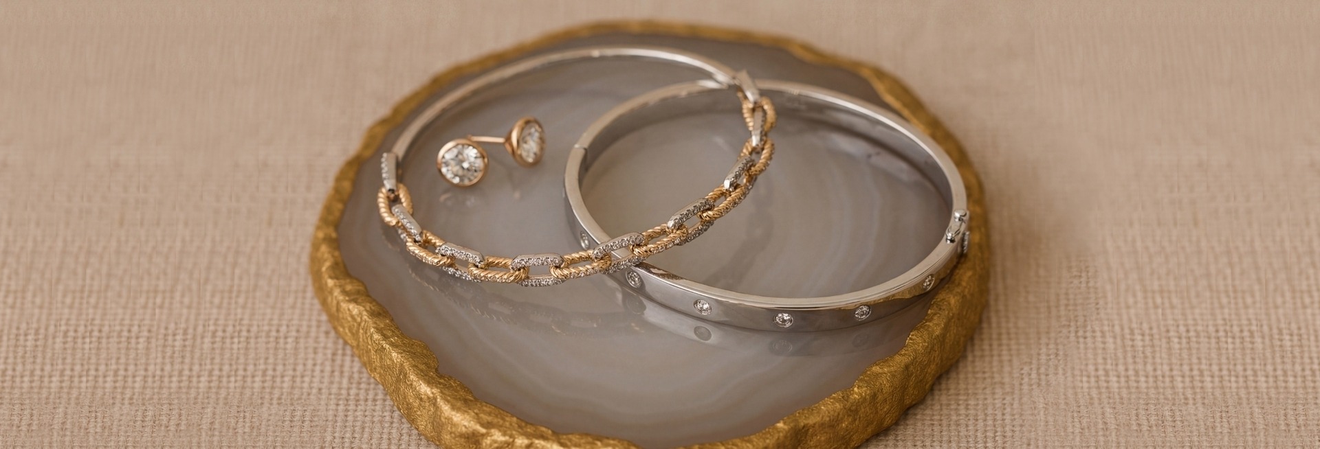 diamond jewelry on marble