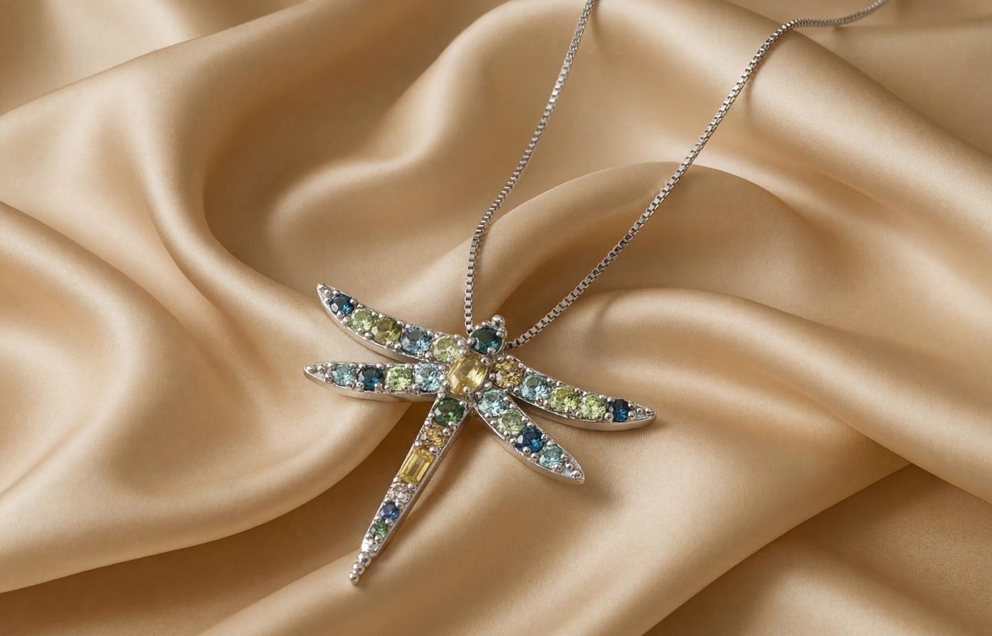 Custom Montana Sapphire Dragonfly Necklace