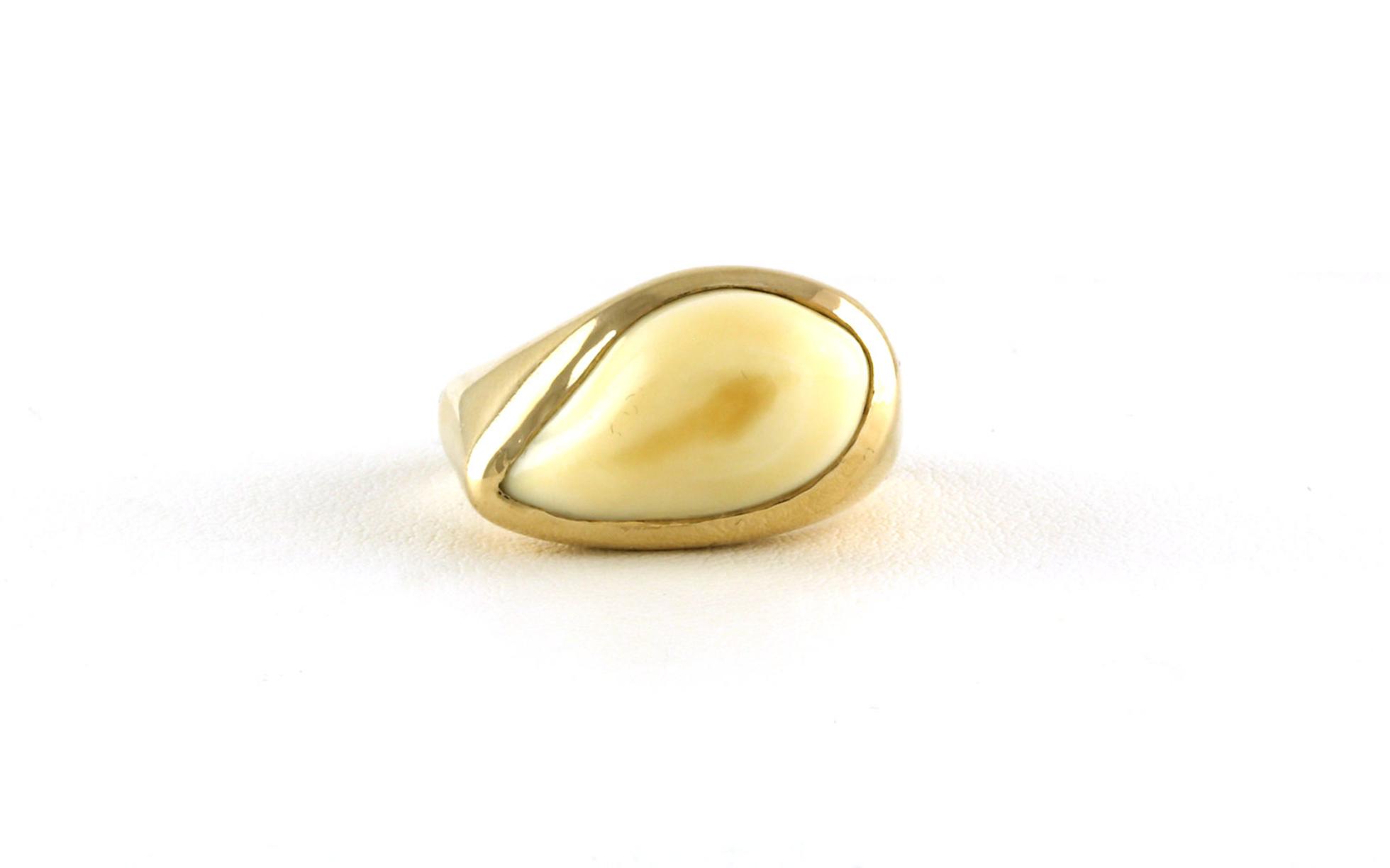 Estate Piece: Bezel-set Elk Ivory Ring in Yellow Gold