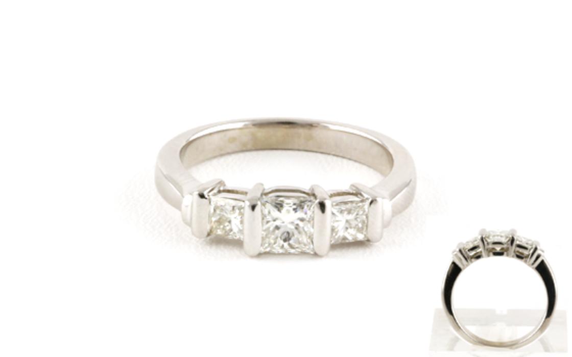 3 Stone Bar Set Engagement Ring