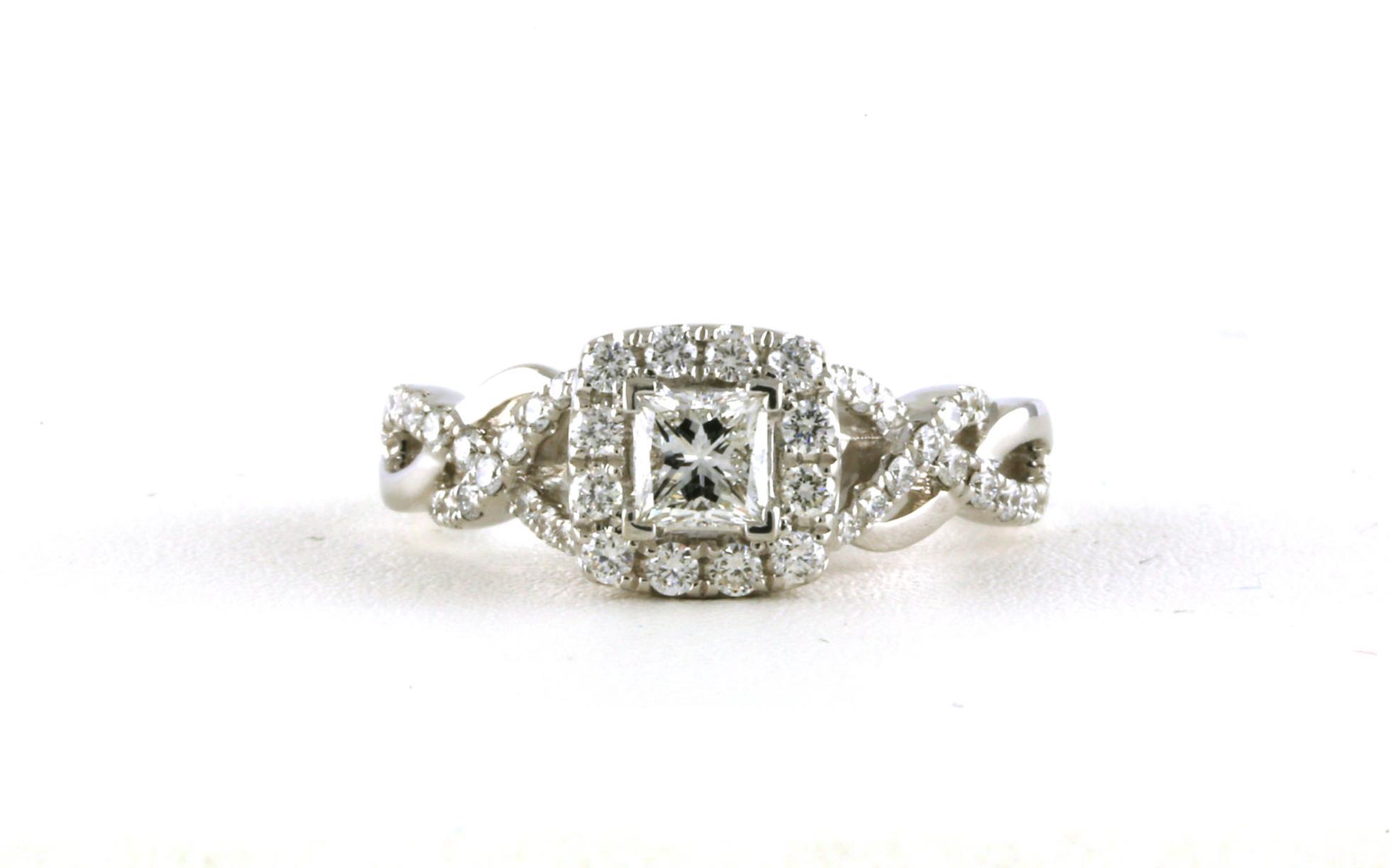 Woven Halo Princess-cut Diamond Engagement Ring in White Gold