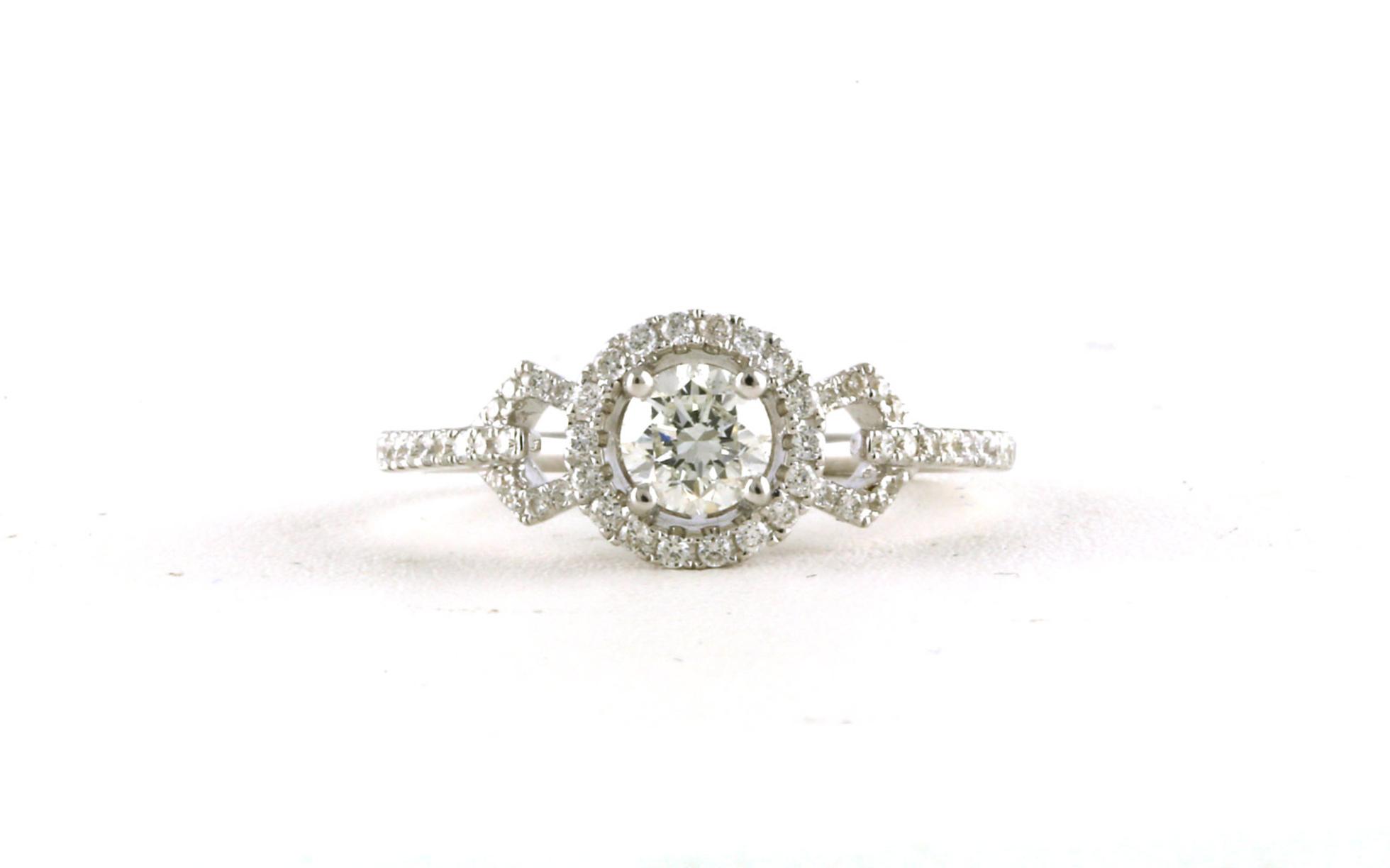 Loop Halo Diamond Engagement Ring in White Gold
