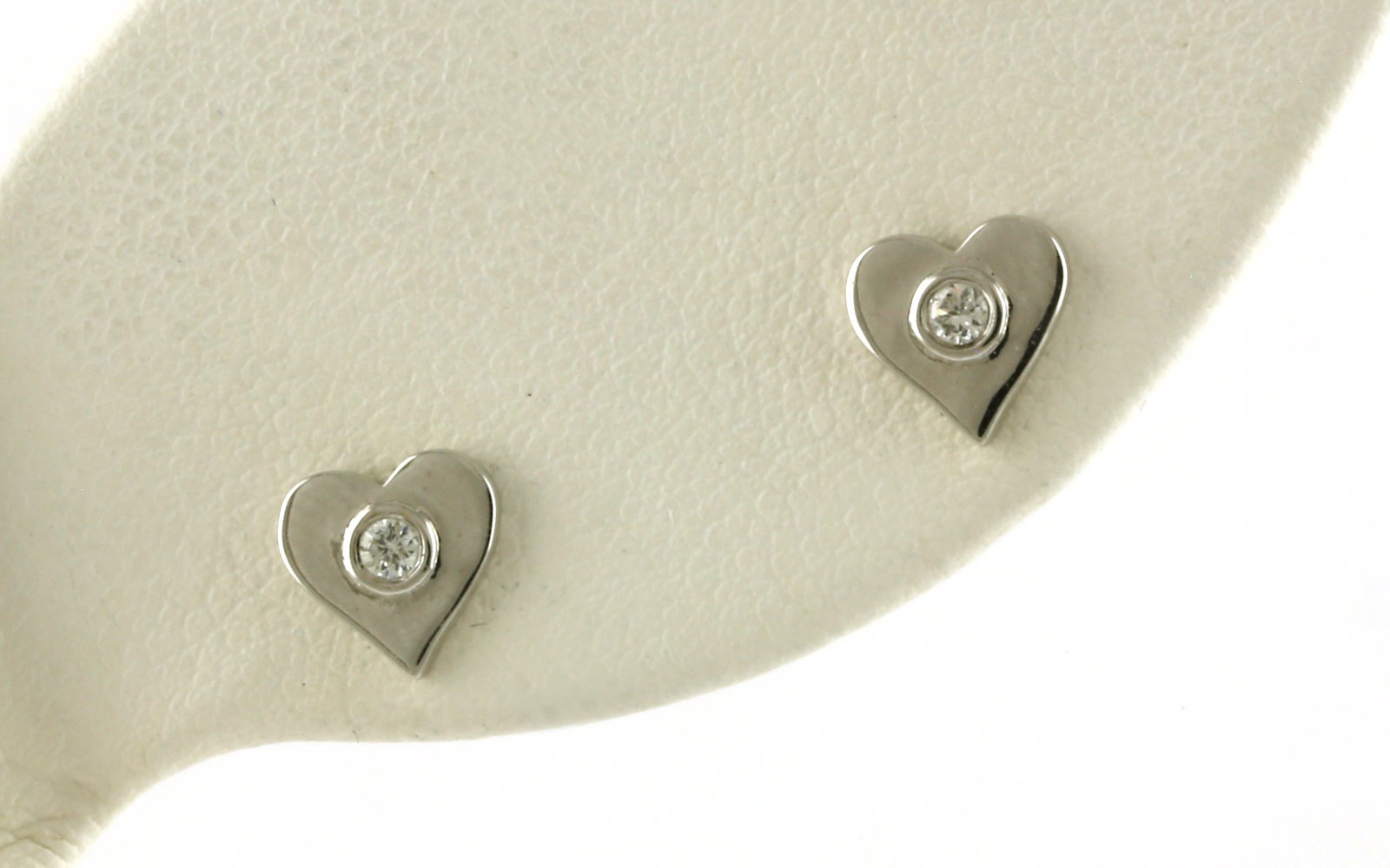 Bezel-set Diamond Heart Studs