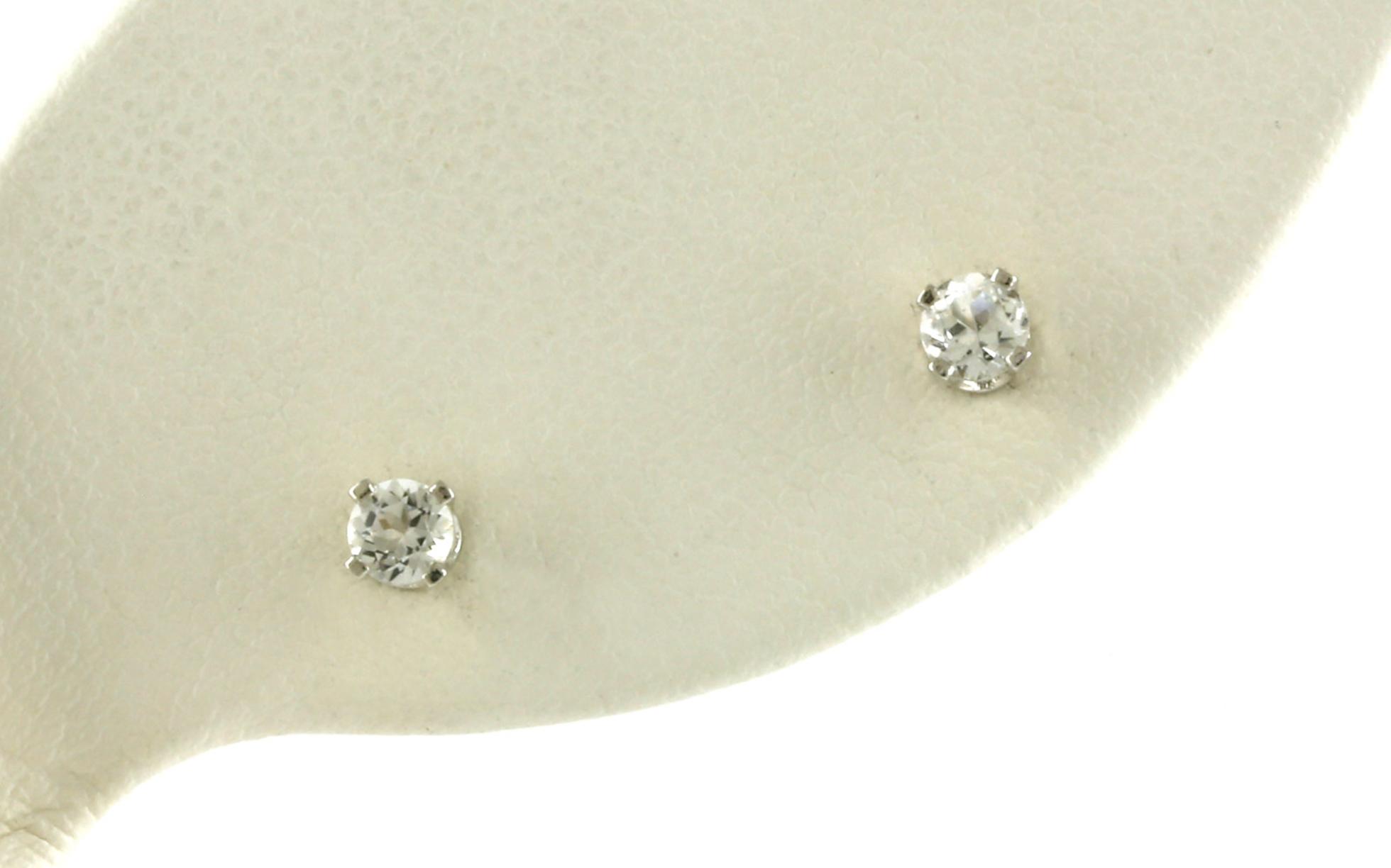 Cubic Zirconia Birthstone Stud Earrings in White Gold