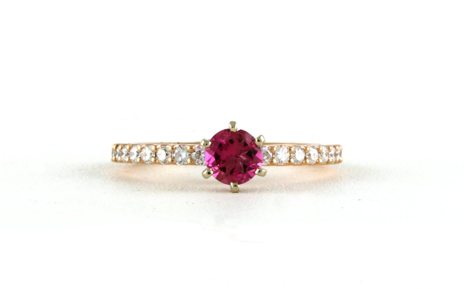 Pink Tourmaline and Diamond Ring in Rose Gold
