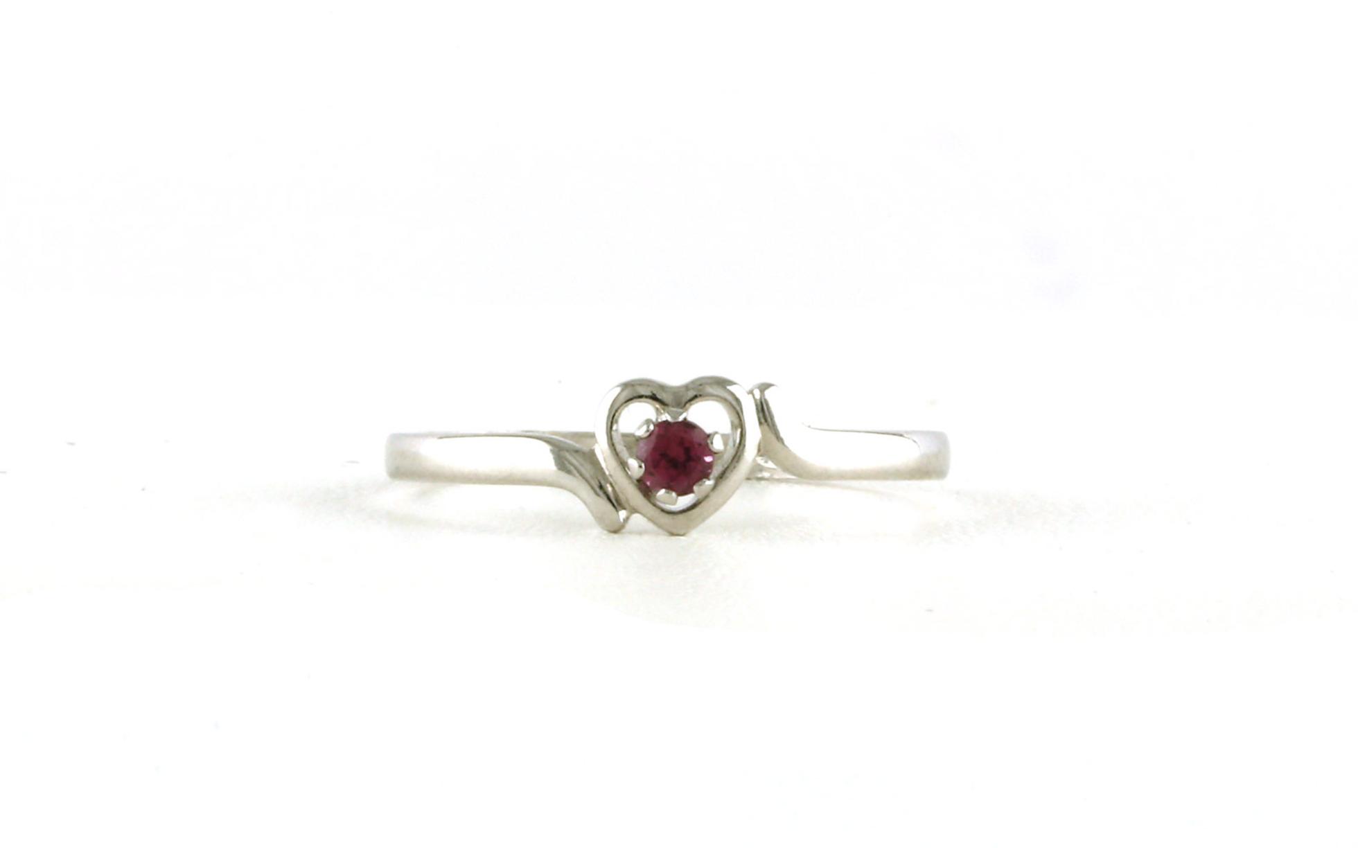 Children's Heart Garnet Birthstone Ring in White Gold