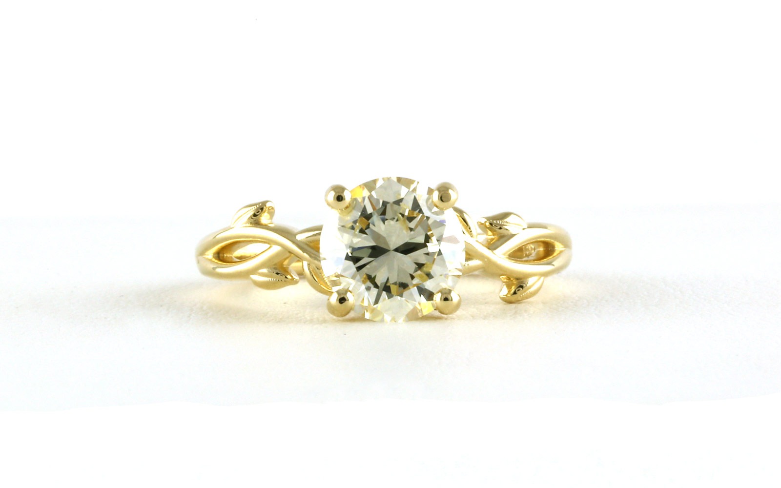 Vines Design Solitaire Diamond Engagement Ring in Yellow Gold