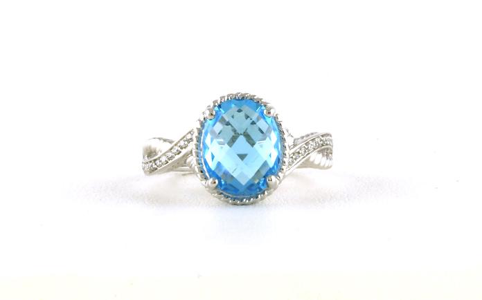 content/products/Halo-style Oval Blue Topaz and Diamond Ring with Rope Detail in White Gold
