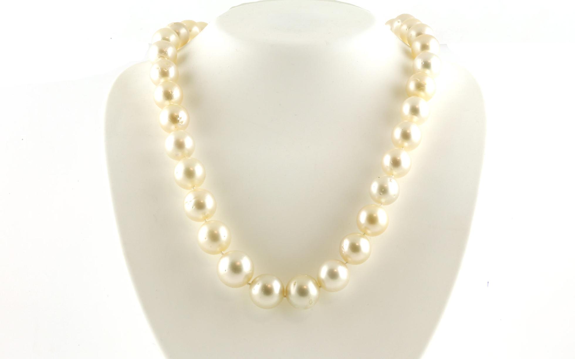 Estate Piece: Pearl Necklace with Pave Diamond Clasp in White Gold