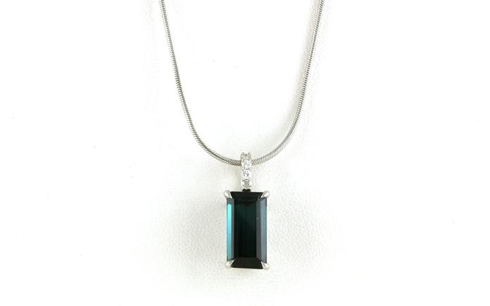 content/products/Emerald-cut Blue Indicolite Tourmaline Drop Necklace in White Gold