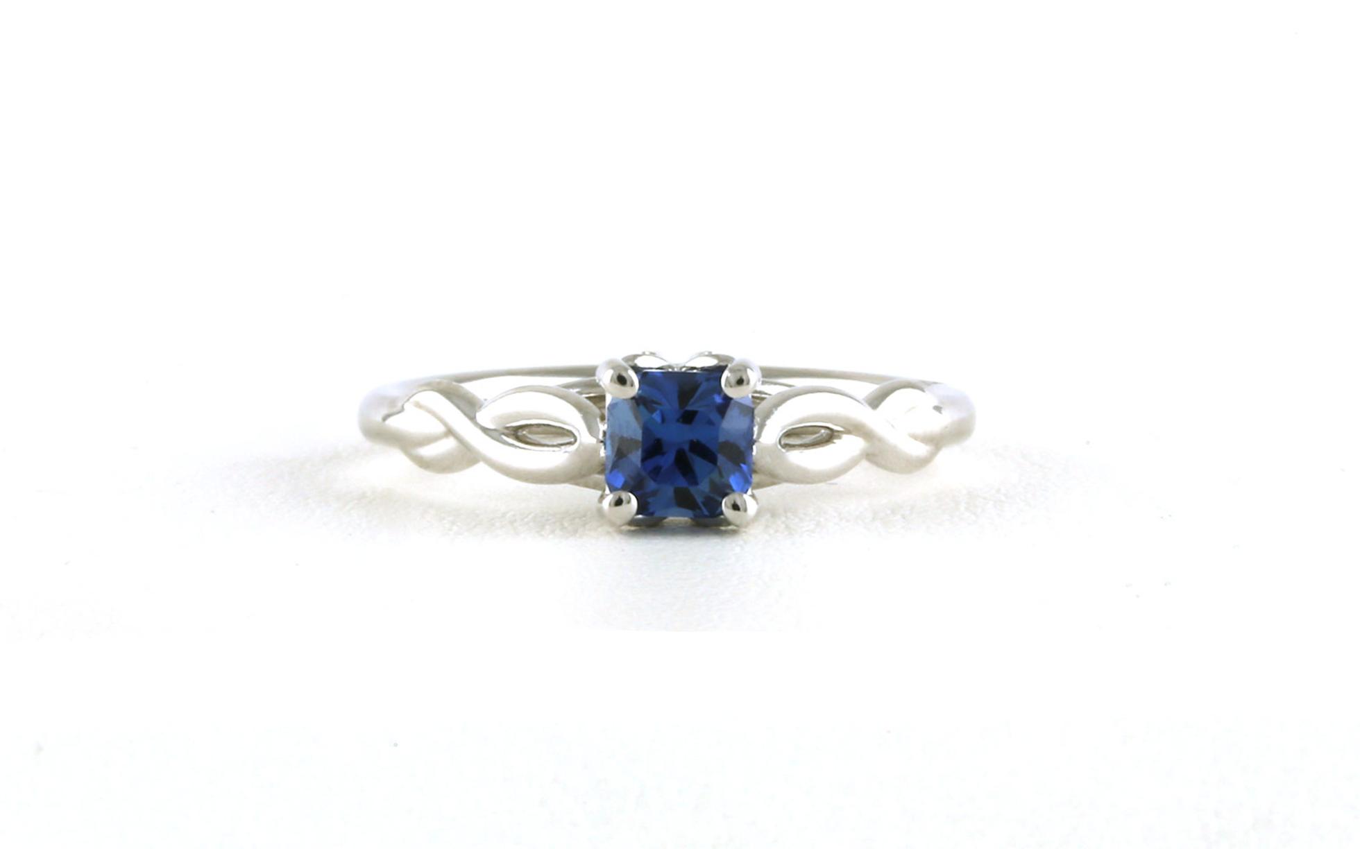 Woven Solitaire-style Radiant-cut Montana Yogo Sapphire Ring in White Gold (0.66cts)
