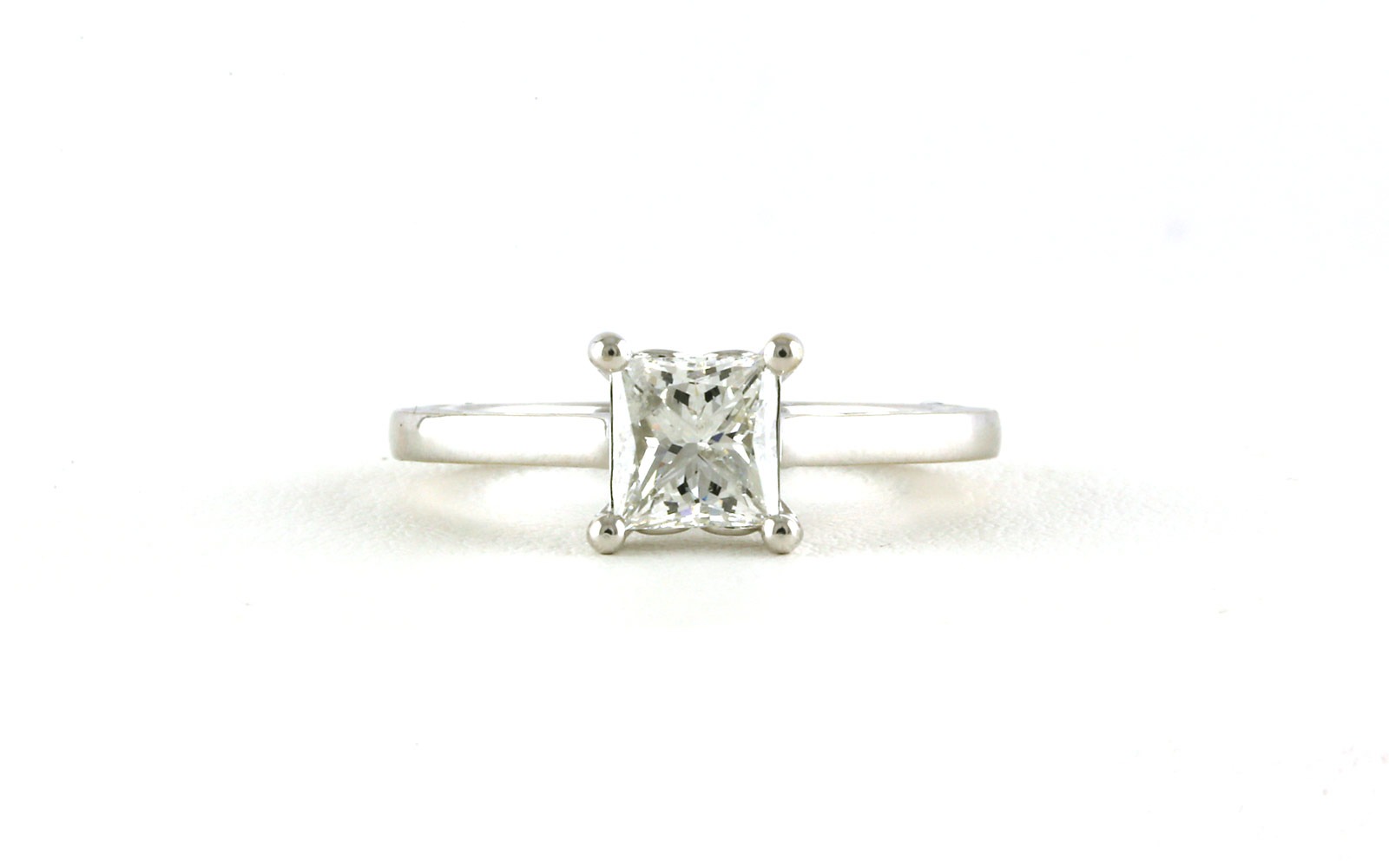 Solitaire-style Princess-cut Diamond Engagement Ring with Engraving Details on Side in White Gold (1.22cts)