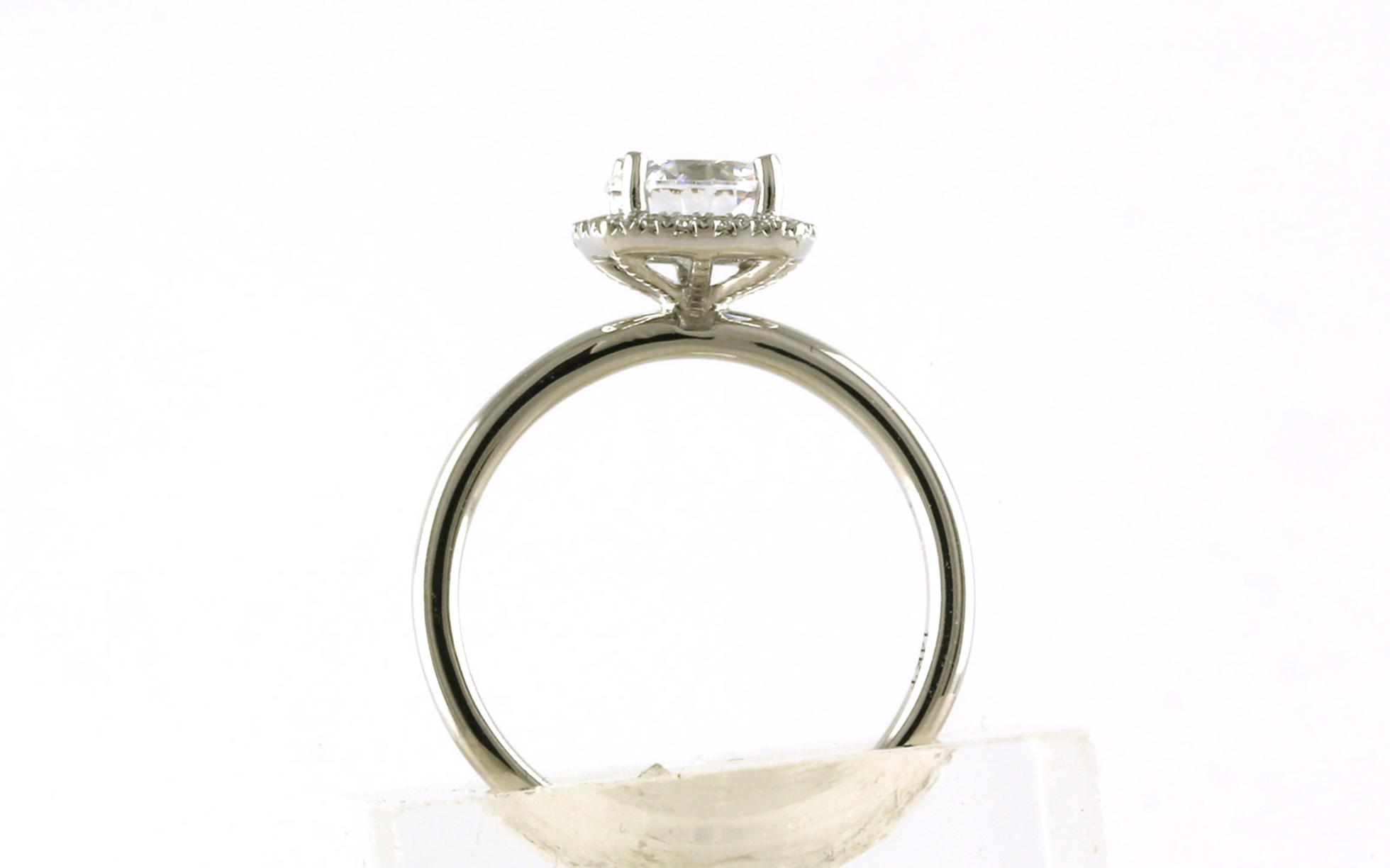 Cushion-shaped Halo-style Engagement Ring Mounting in White Gold