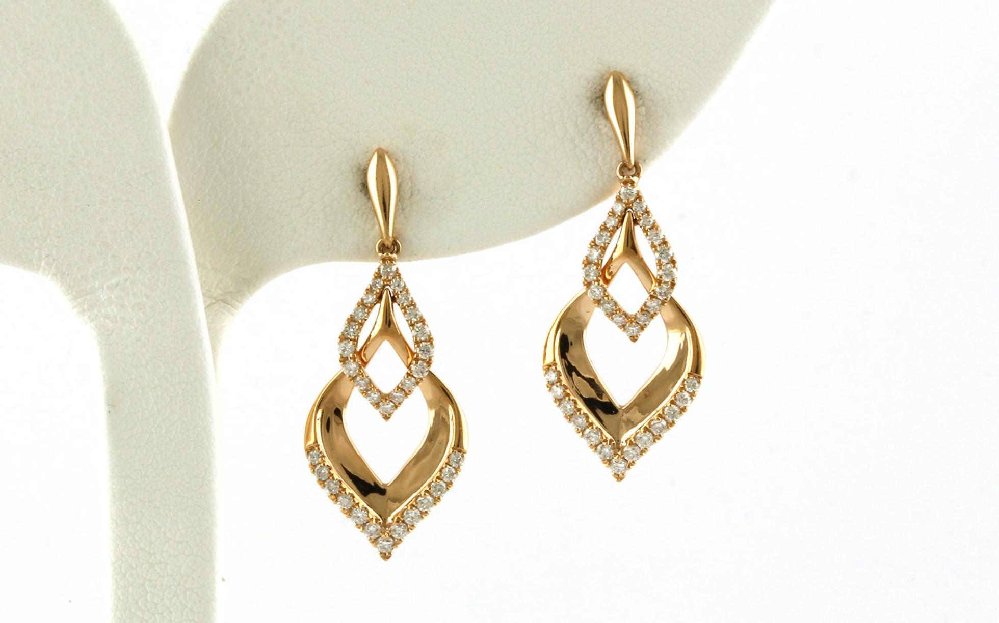 Layered Drops Diamond Dangle Earrings in Rose Gold (0.39cts TWT)