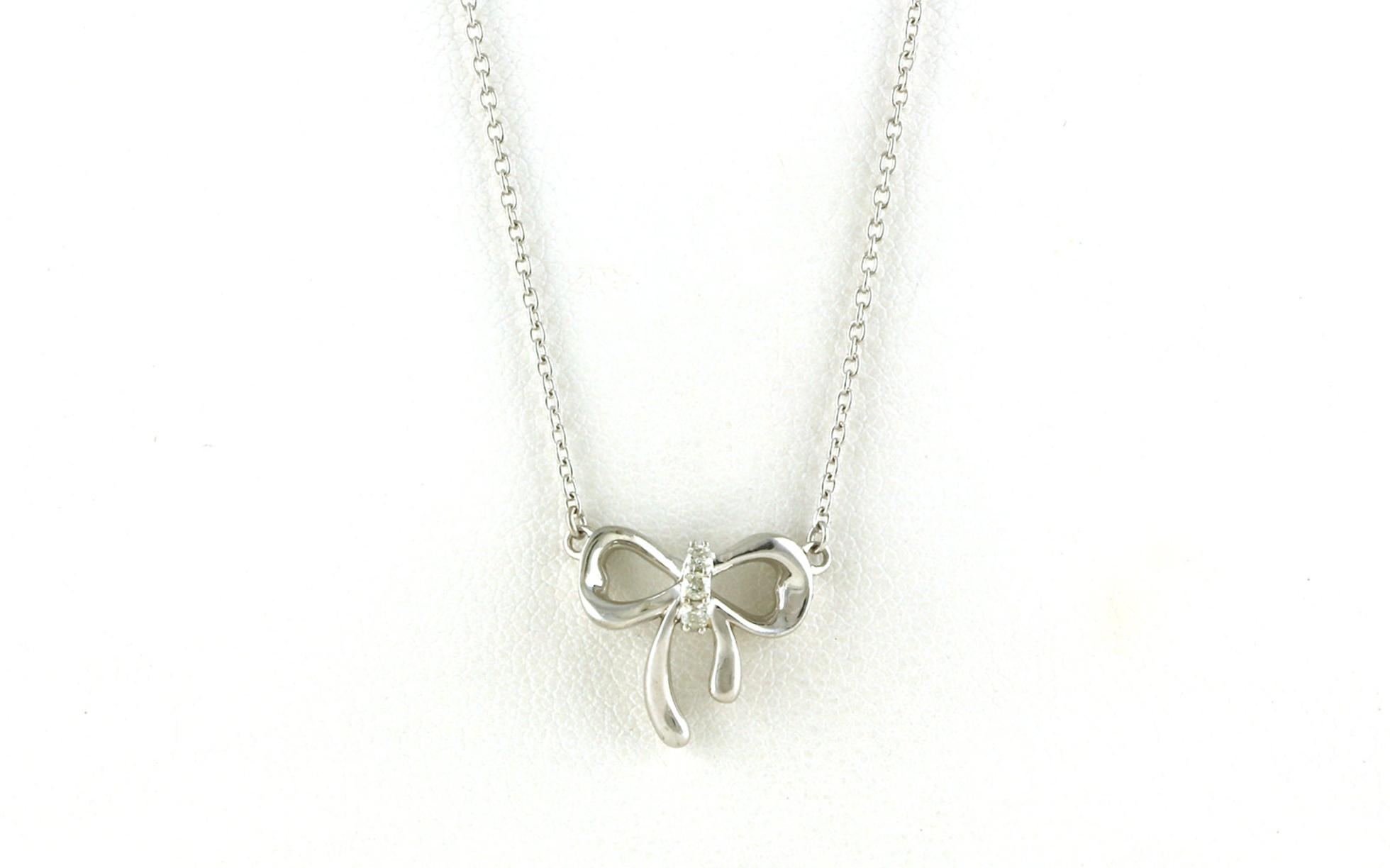 Estate Piece: Bow Diamond Necklace in Sterling Silver (0.05cts TWT)