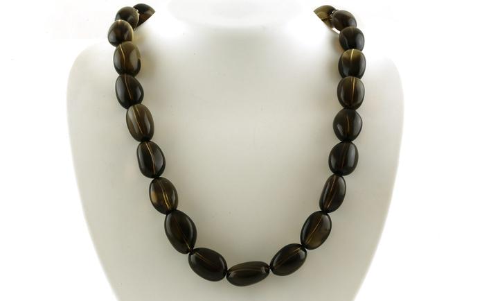content/products/Estate Piece: Oval Smokey Quartz Beaded Necklace with Sterling Silver Clasp