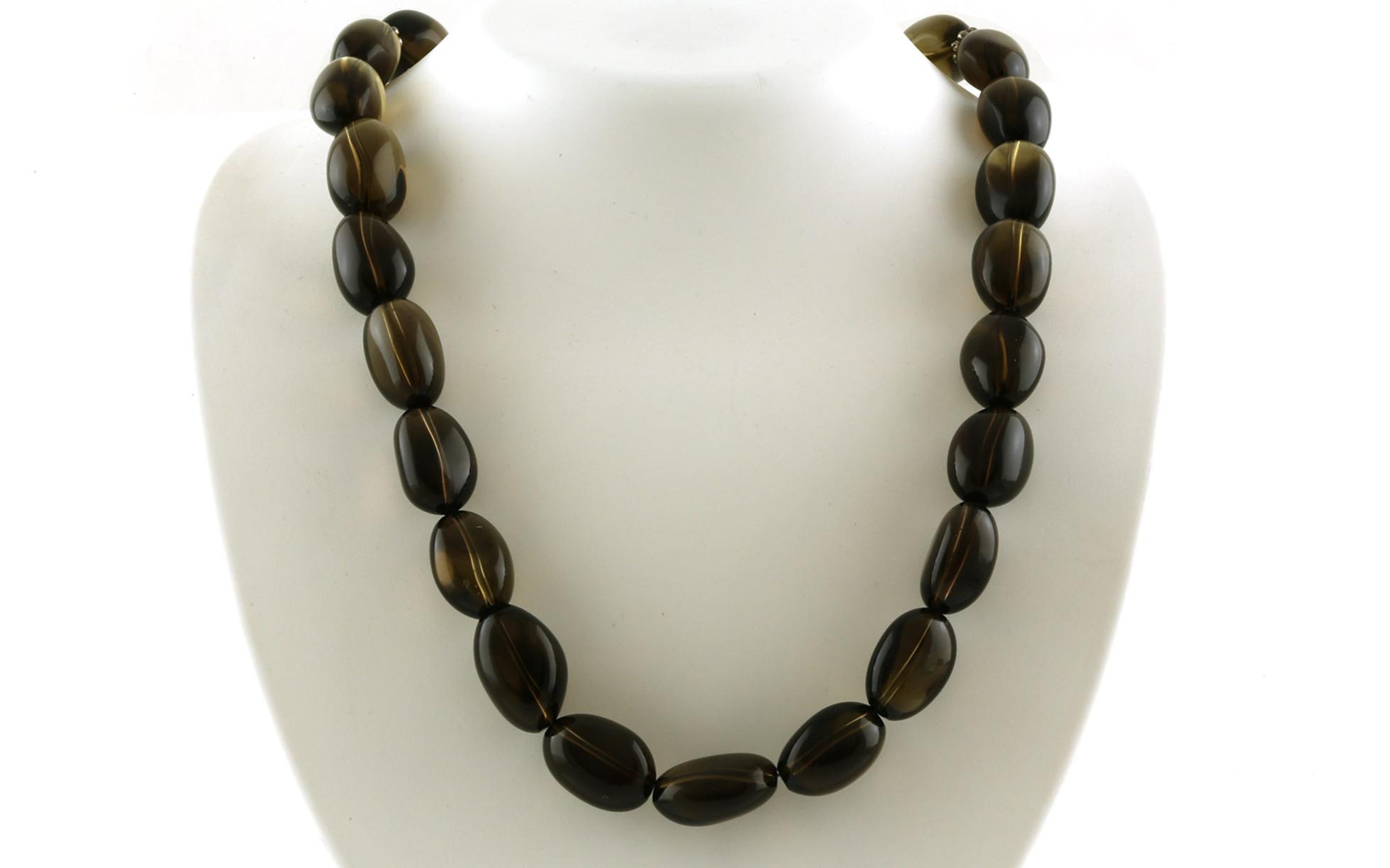 Estate Piece: Oval Smokey Quartz Beaded Necklace with Sterling Silver Clasp