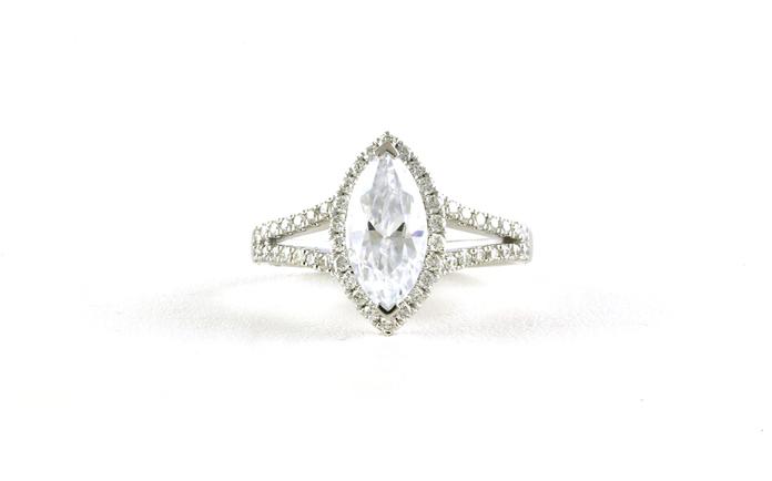 content/products/Halo-style Marquise-cut Split Shank Engagement Ring Mounting in White Gold