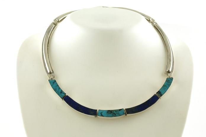 content/products/Estate Piece: Collar-style Turquoise Blue Lapis Necklace in Sterling Silver