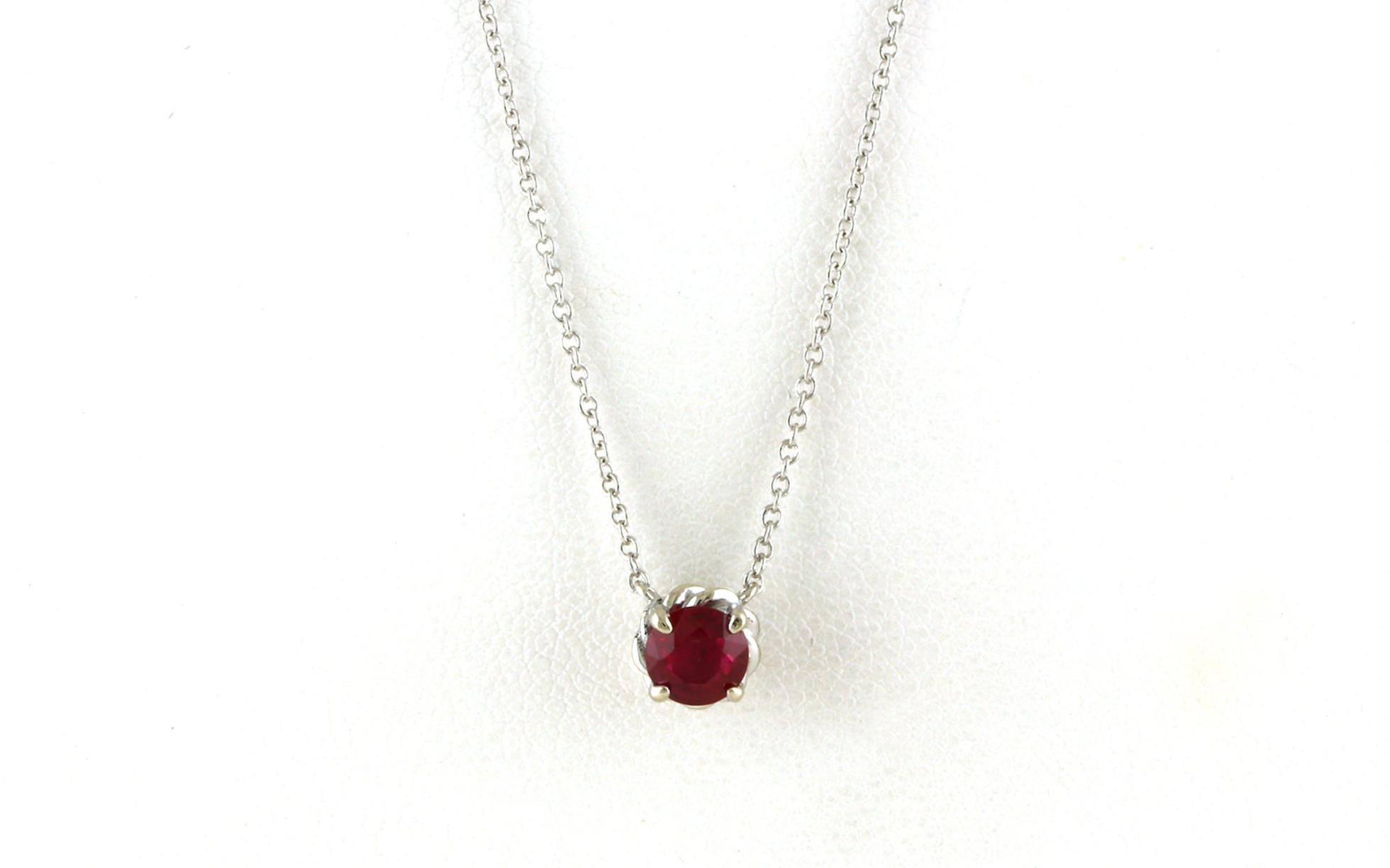 Solitaire Ruby Pendant in White Gold