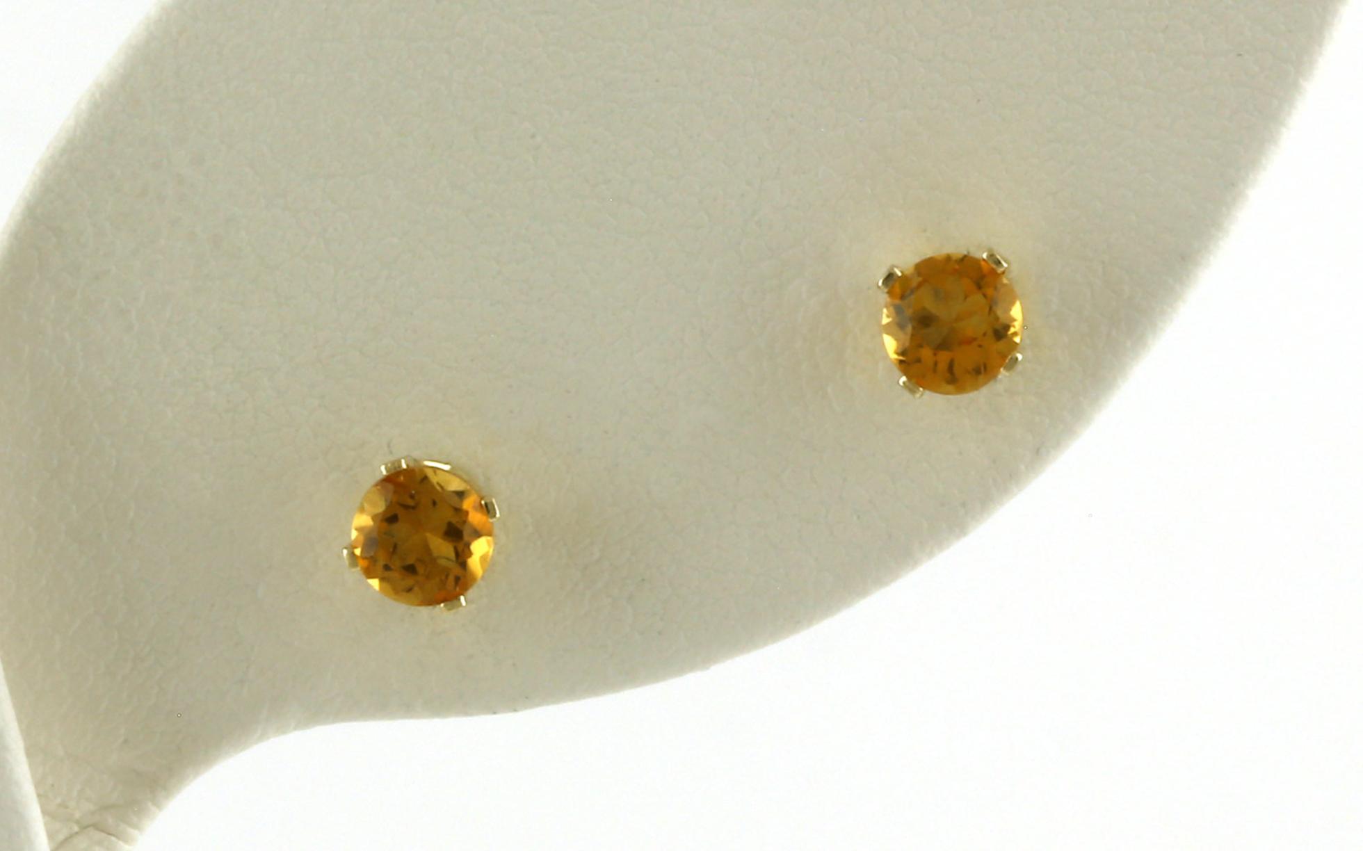 Citrine Birthstone Stud Earrings in Yellow Gold (4 mm)