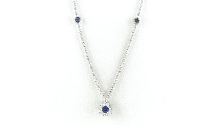 content/products/Pear Halo-style Montana Yogo Sapphire and Diamond Necklace on Yogo-by-the-Yard in White Gold (0.20cts TWT)