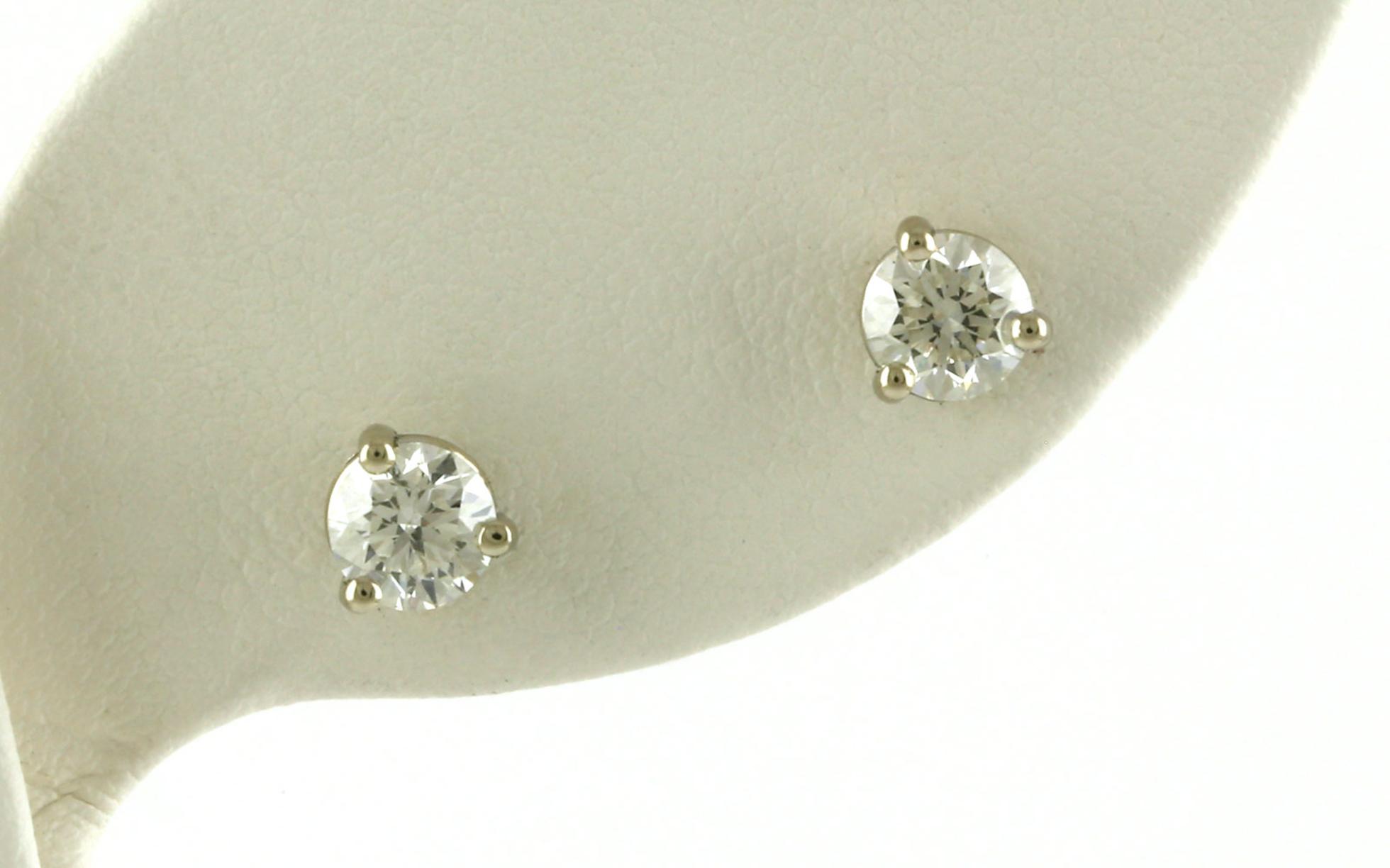 Diamond Stud Earrings in 3-Prong Martini Setting in White Gold (1.48cts TWT)