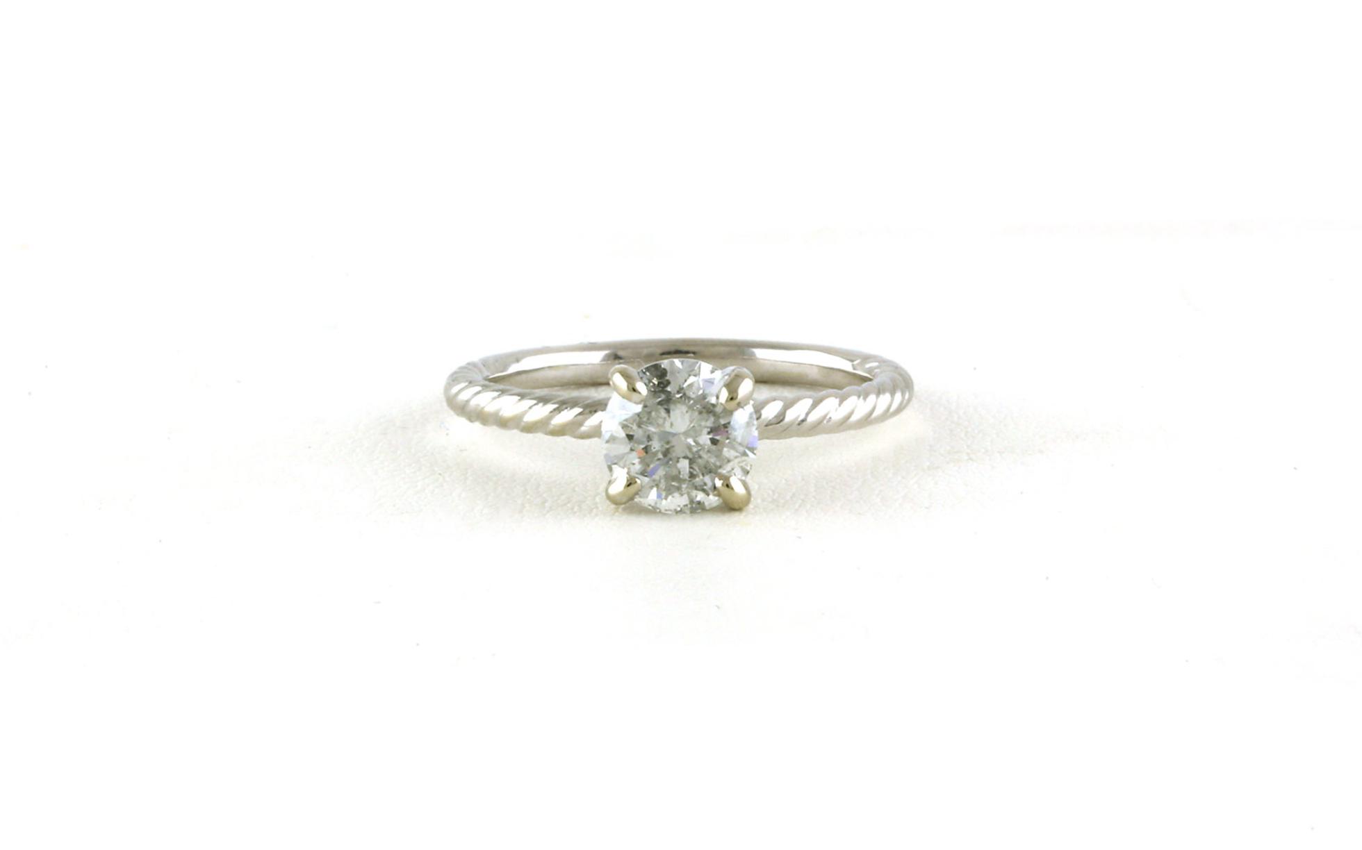 Solitaire-style Diamond Rope Detail Engagement Ring in White Gold (1.15cts)