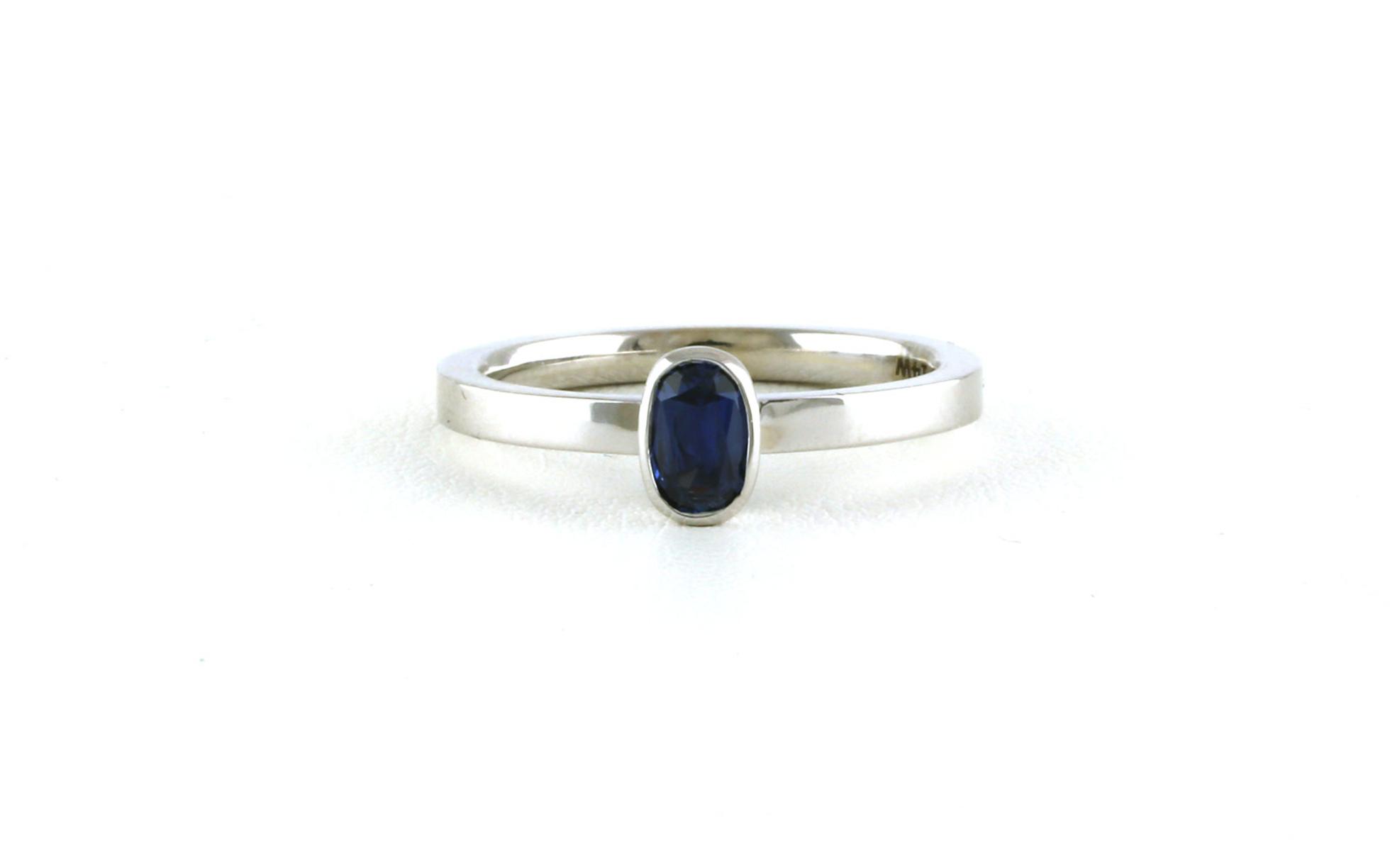 Solitaire-style Bezel-set Oval-cut Montana Yogo Sapphire Ring in White Gold (0.50cts)