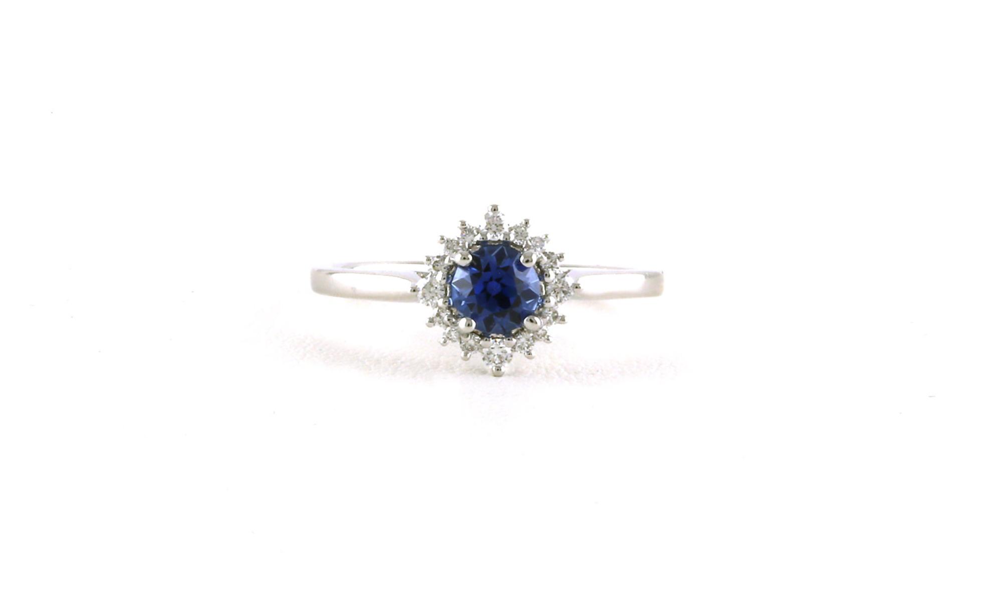 Halo-style Montana Yogo Sapphire and Diamond Ring in White Gold (0.70cts TWT)
