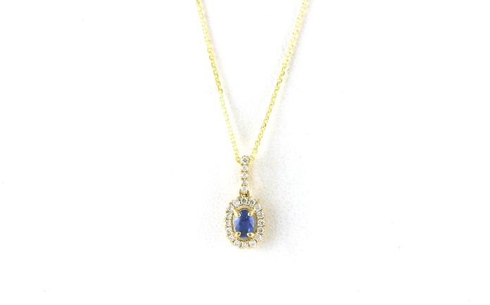 content/products/Halo-style Oval-cut Montana Yogo Sapphire and Diamond Necklace in Yellow Gold (0.36cts TWT)