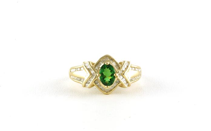 content/products/Estate Piece: Overlapping V Oval Tsavorite Garnet and Diamond Ring in Yellow Gold (0.90cts TWT)
