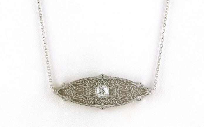 content/products/Estate Piece: Antique Filligree Diamond Necklace in White Gold (1.00cts TWT)
