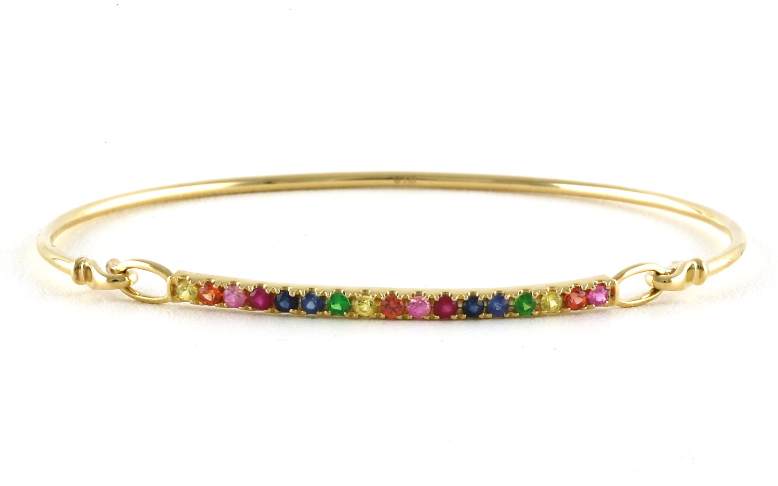 Rainbow Colored Sapphire Bangle Bracelet in Yellow Gold (0.72cts TWT)