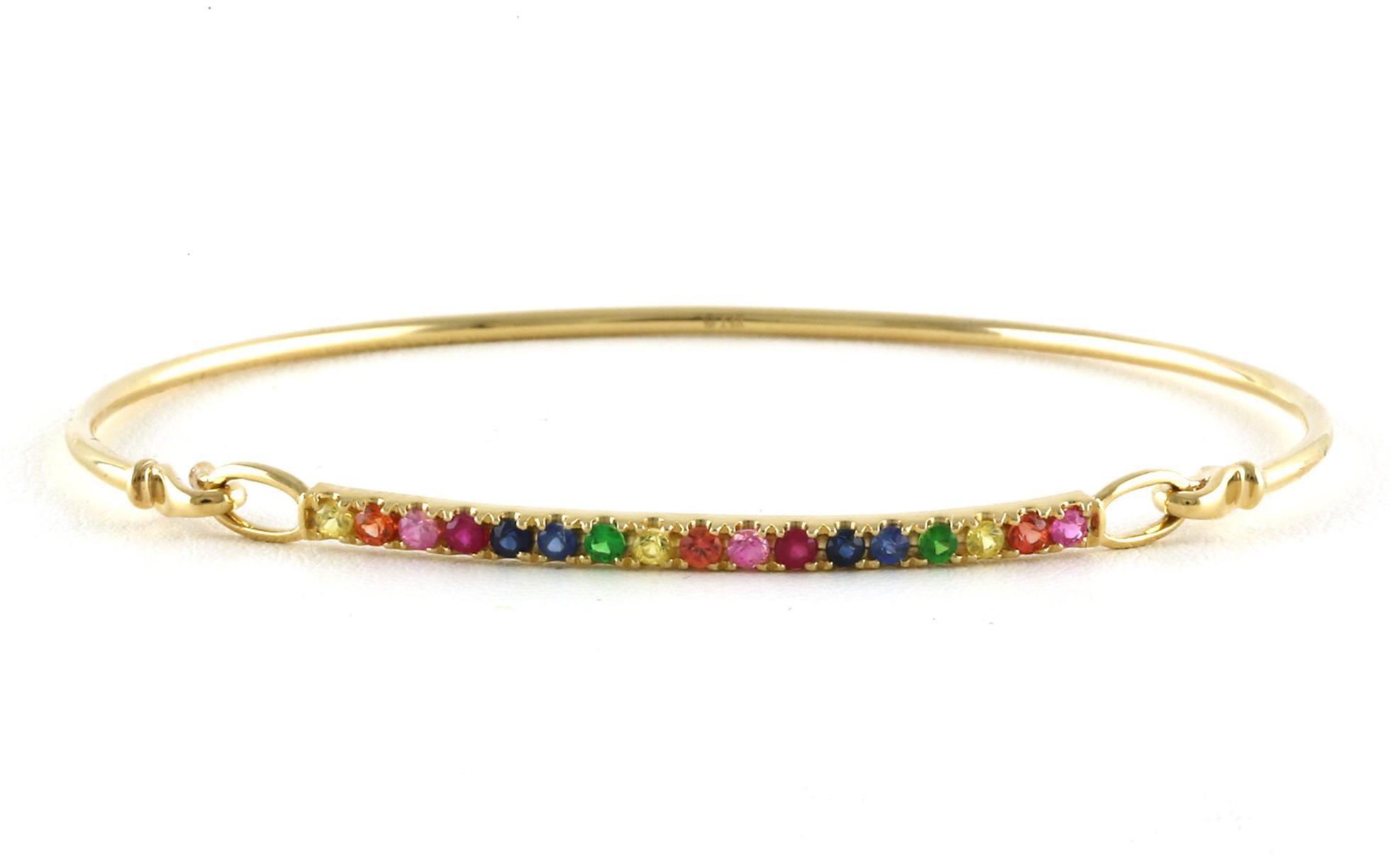 Rainbow Colored Sapphire Bangle Bracelet in Yellow Gold (0.72cts TWT)