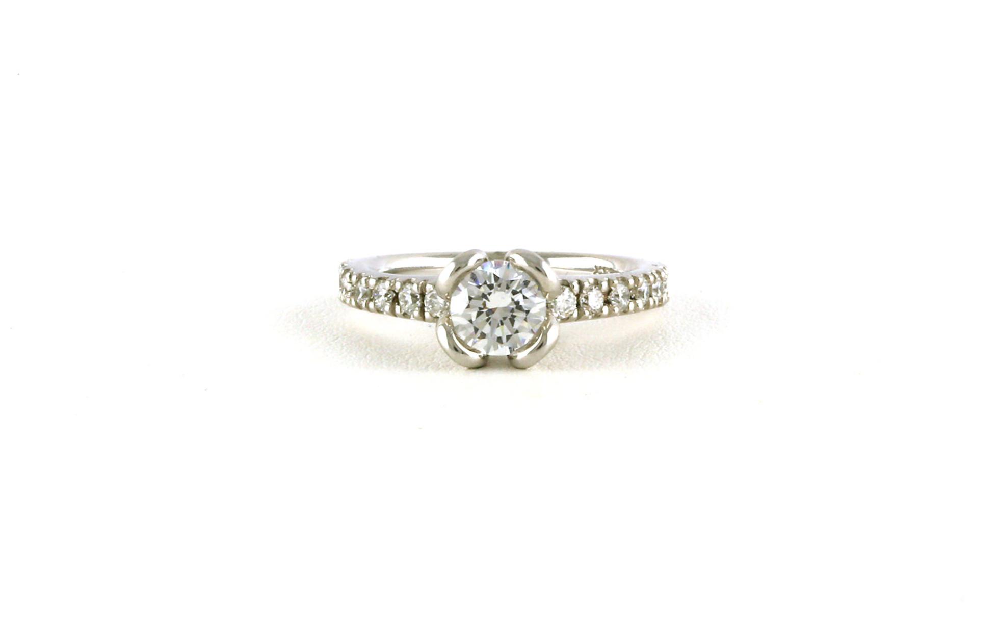 Tulip Engagement Ring Mounting with Diamond Accents in White Gold (0.48cts TWT)