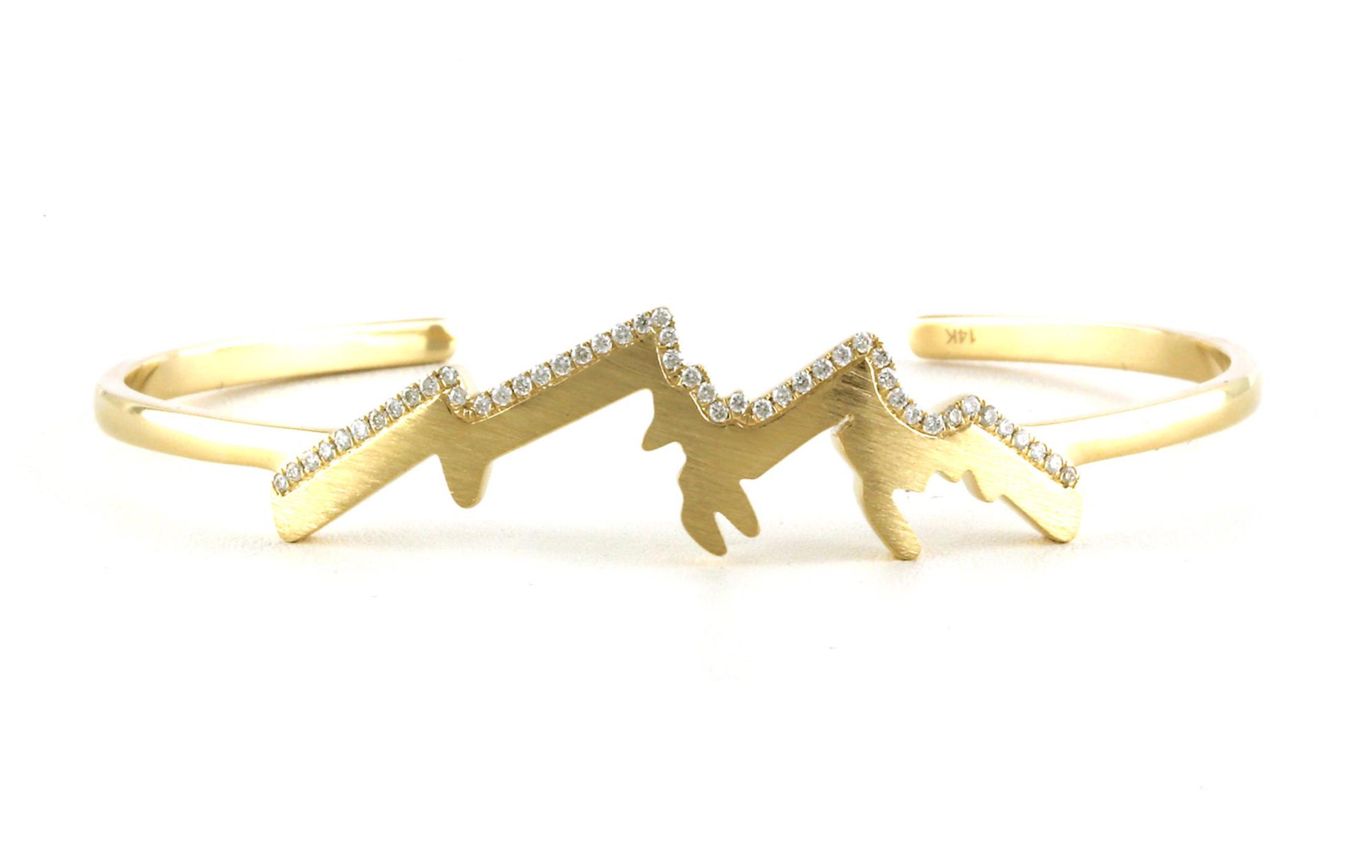 Ridgeline Mountain Pave Diamond Cuff Bracelet in Yellow Gold (0.24cts TWT)
