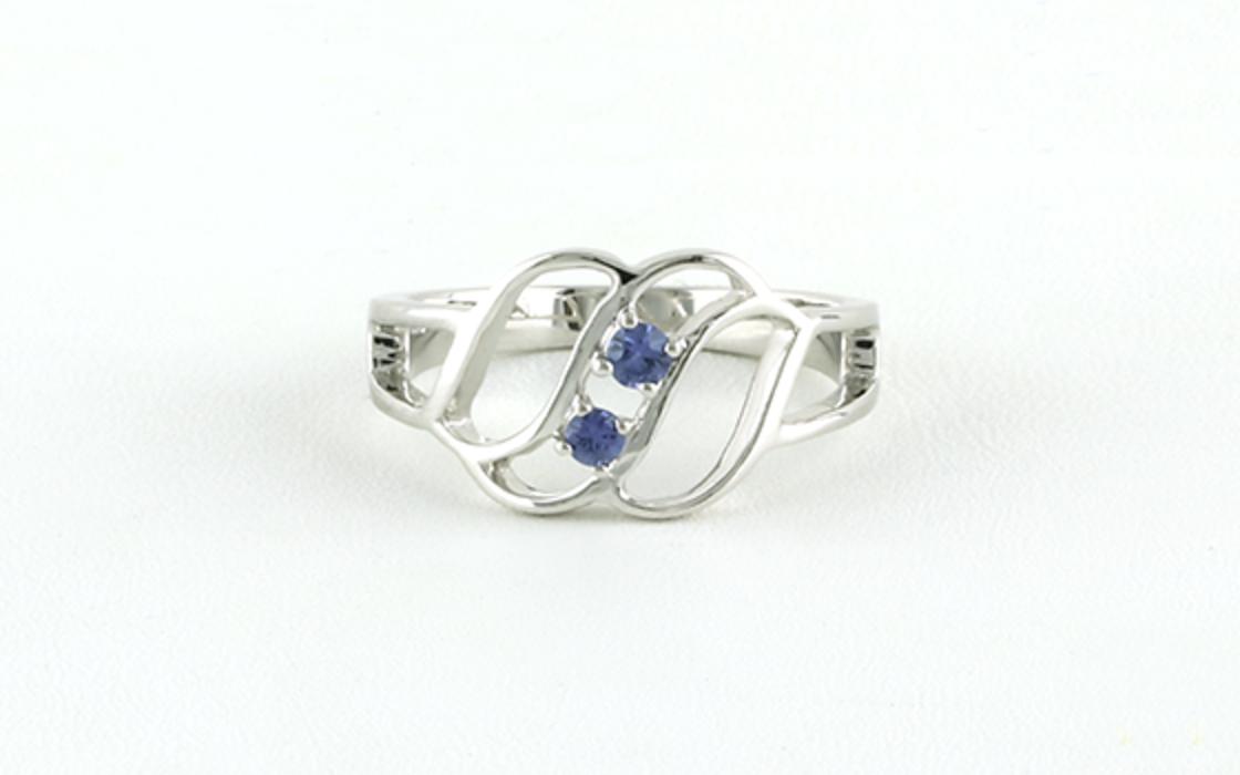 2-Stone Waves Montana Yogo Sapphire Ring in Sterling Silver