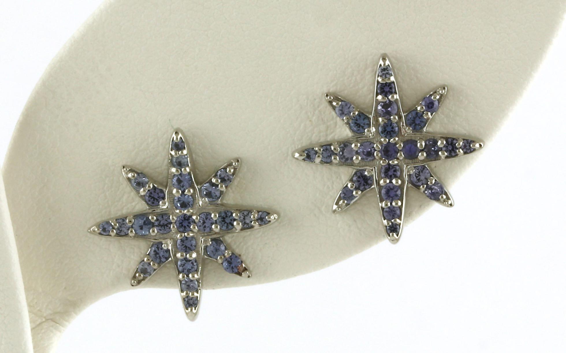 Star Cluster Montana Yogo Sapphire Earrings in Sterling Silver (0.78cts TWT)