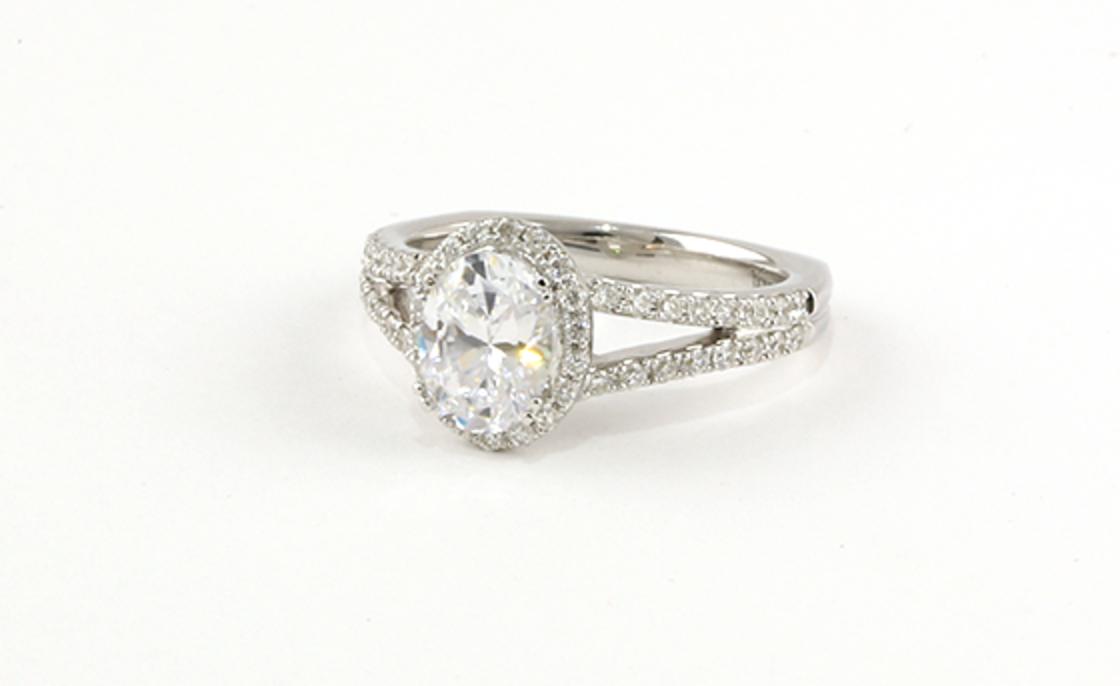 Oval Halo Style Ring with Split Shank