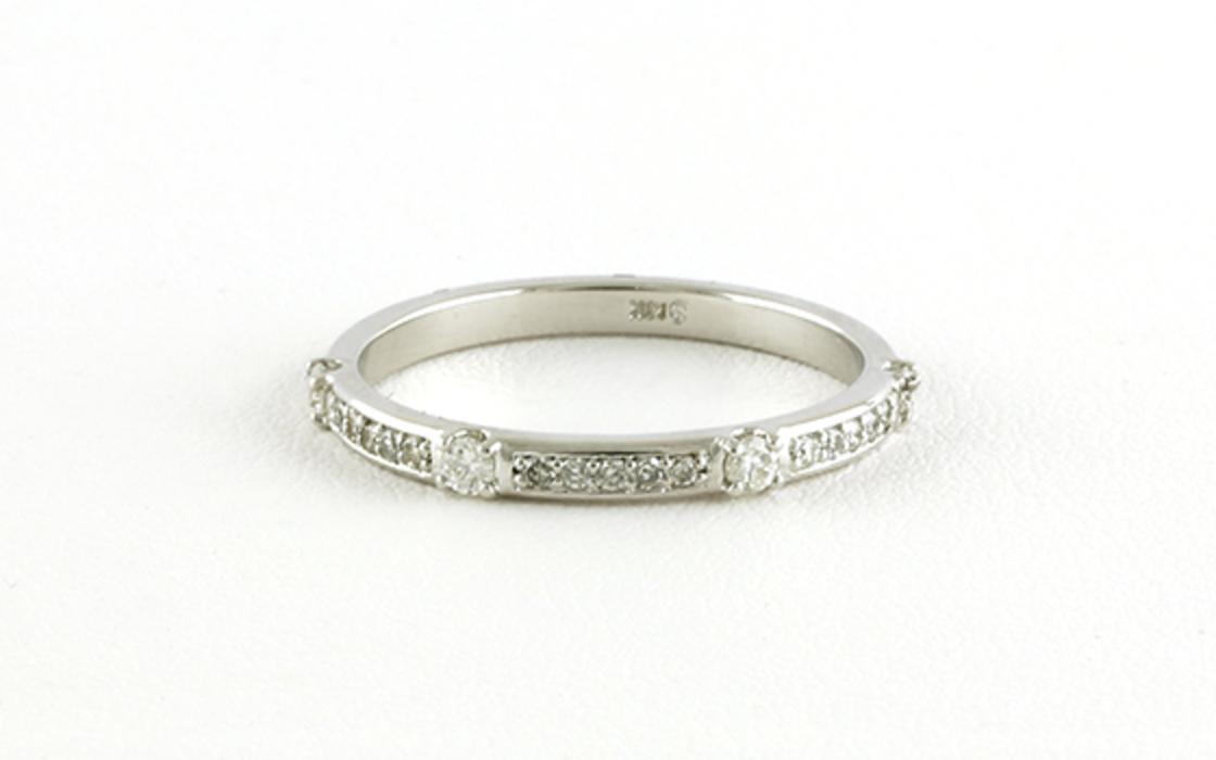 Pave and Prong set Diamond Wedding Band in White Gold