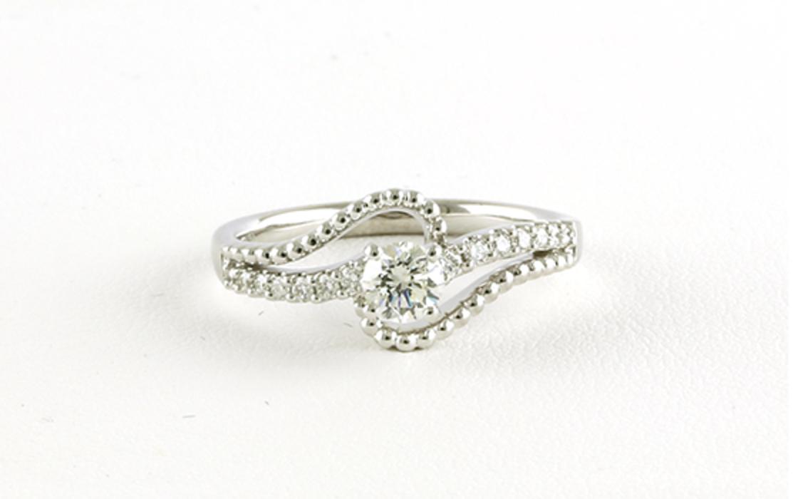 Twist-style Diamond Engagement Ring with Rope Detail in White Gold
