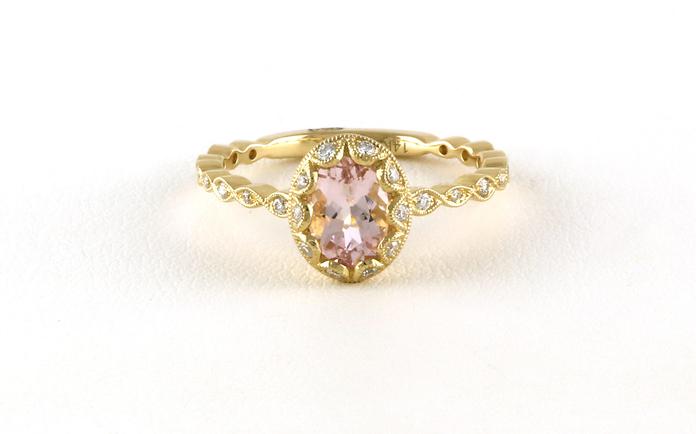 content/products/Antique-style Scalloped Halo Morganite Ring with Milgrain Details in Yellow Gold