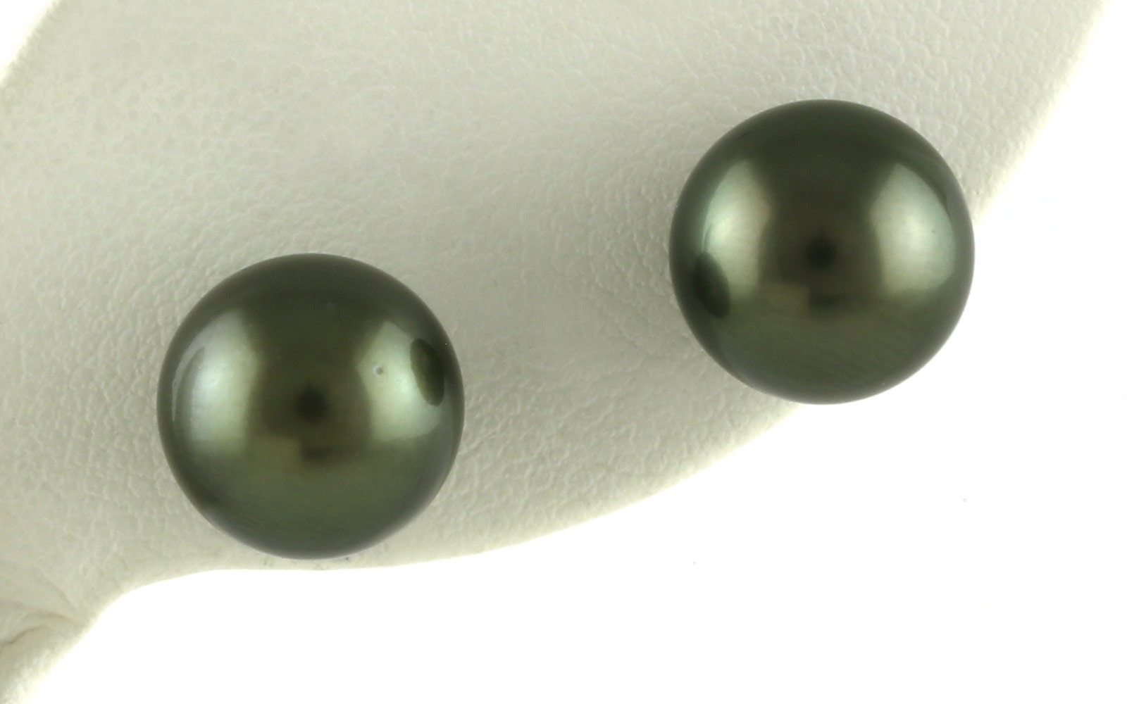 Tahitian Pearl Stud Earrings in White Gold