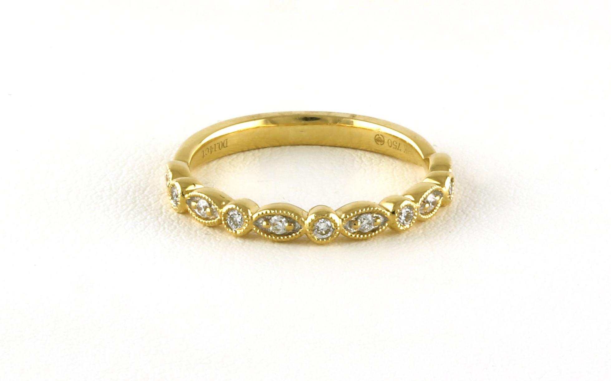 Scalloped-style Diamond Wedding Band with Milgrain Detail in Yellow Gold