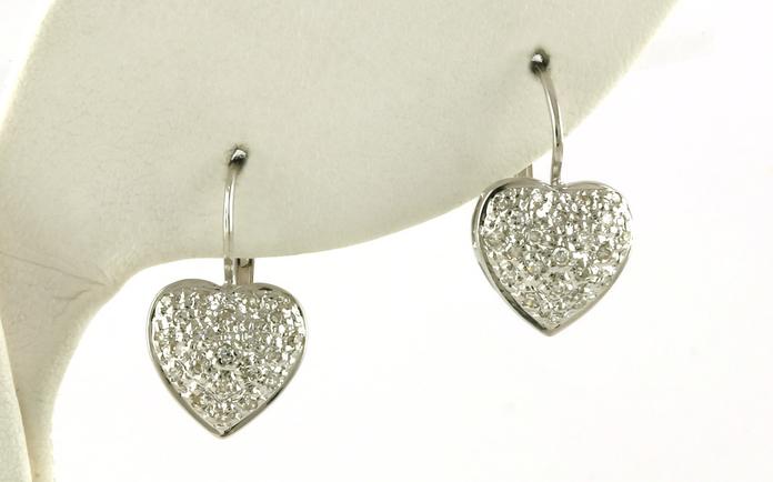 content/products/Estate Piece: Heart Diamond Leverback Earrings in White Gold